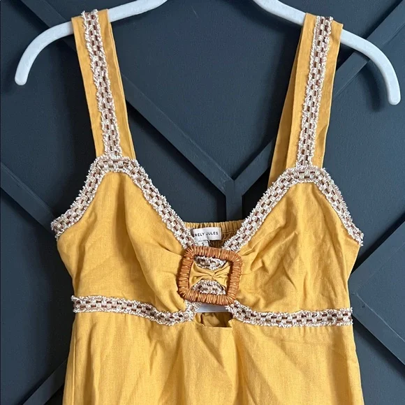 Sincerely Jules Mustard Maxi Dress with Lace Trim - Picture 2 of 2